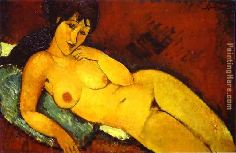 Nude on a Blue Cushion painting - Amedeo Modigliani Nude on a Blue Cushion art painting